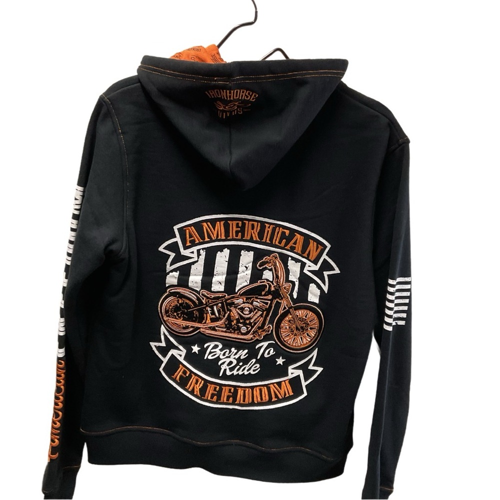 NWT Woman IRONHORSE ALL AMERICAN CLASSIC MOTORCYCLE CLOTHING zip front hoody
